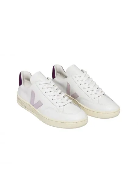 VEJA ZAPATILLAS V12 LEATHER MUJER EXTRA WHITE/PARME/MAGENTA