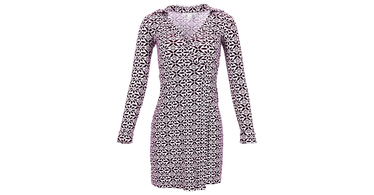 Vestido cruzado estampado Diane Von Furstenberg en viscosa roja 