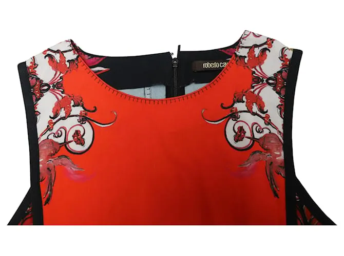 Vestido tubo estampado de Roberto Cavalli en viscosa multicolor Impresión de pitón 
